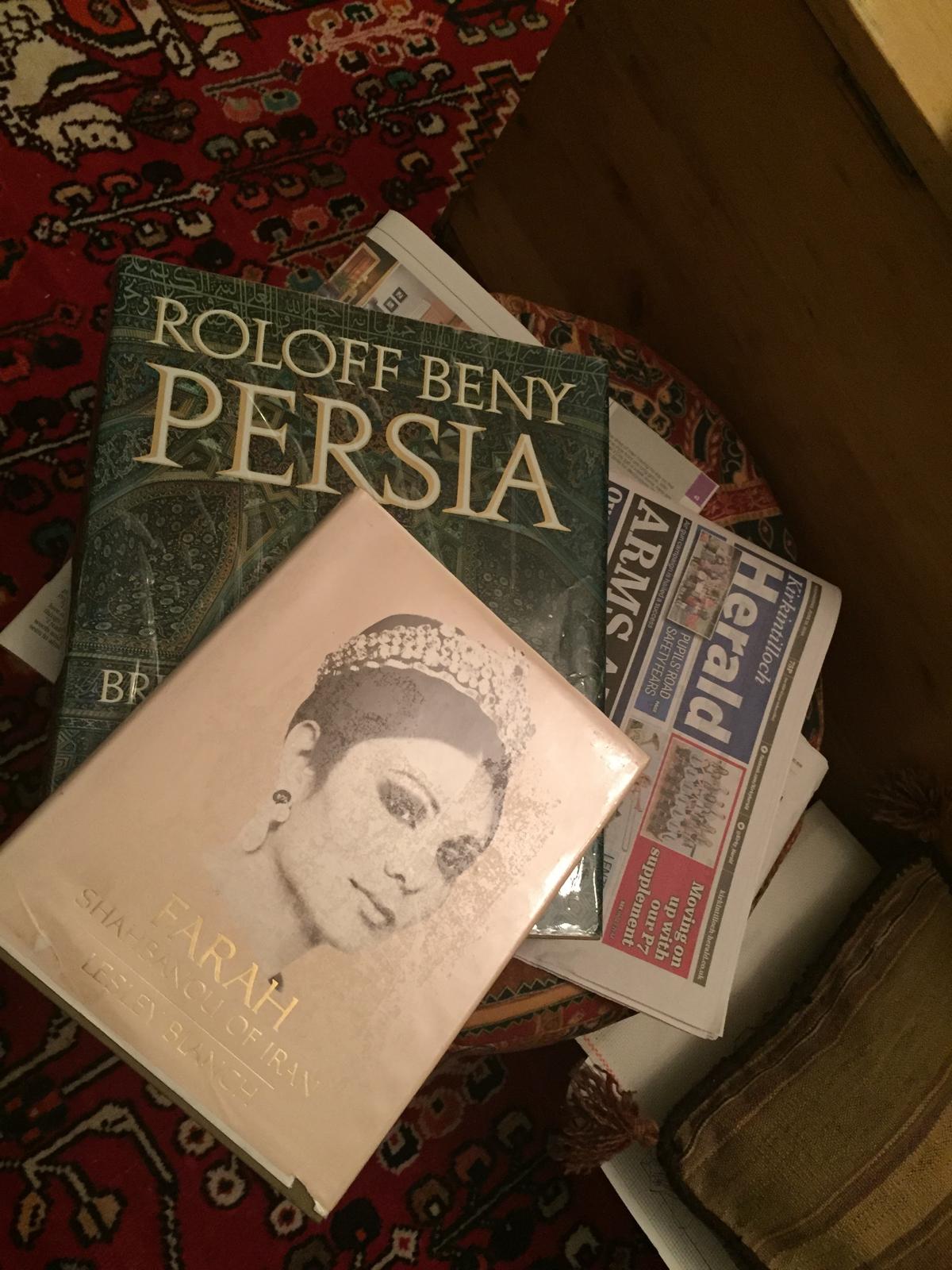 Books and photographs of Iran accompanying S. Rouzbeh’s article on the cultural legacy of the 2,500-year celebrations